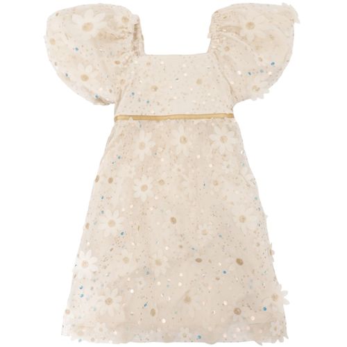 Vestido beige con detalles de lentejuelas para niña