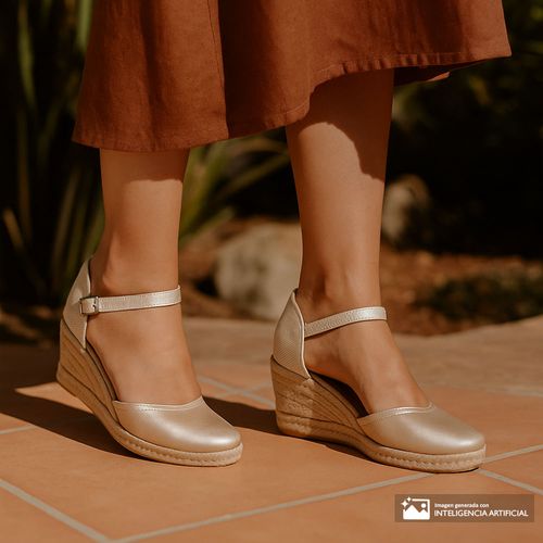 Sandalia alpargata casual color dorado para mujer