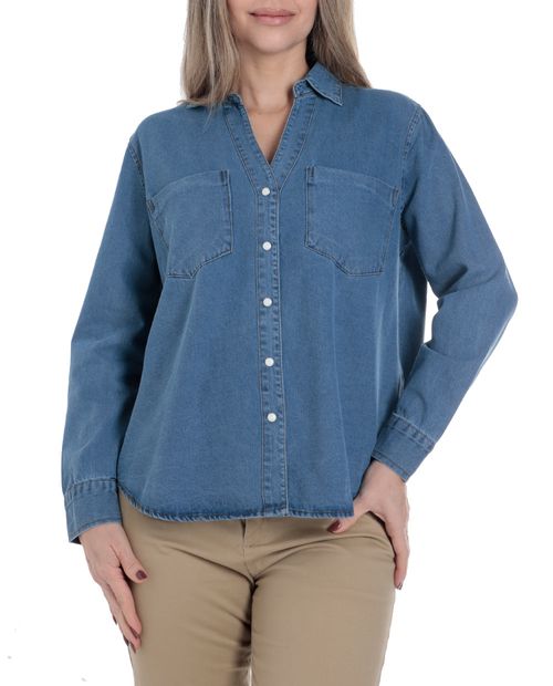 Blusa Nicolle camisera denim manga larga para mujer