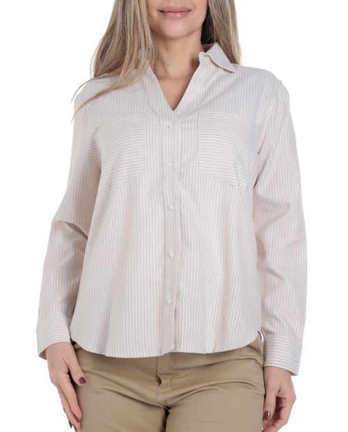 Blusa Nicolle camisera rayada manga larga para mujer