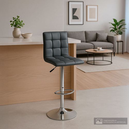 Banco alto con base metalica cromada