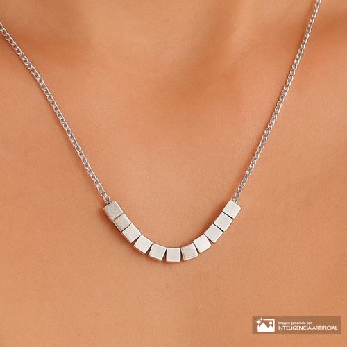 Collar de acero inoxidable plateado 1mm-18" para mujer
