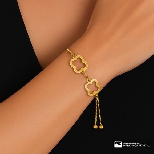 Pulsera de acero inoxidable con enchape de oro de 18k 1mm-9.5" para mujer