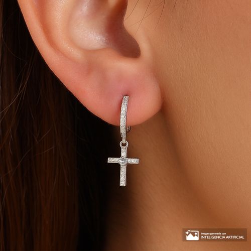 Aretes con enchape oro blanco de 18k para mujer