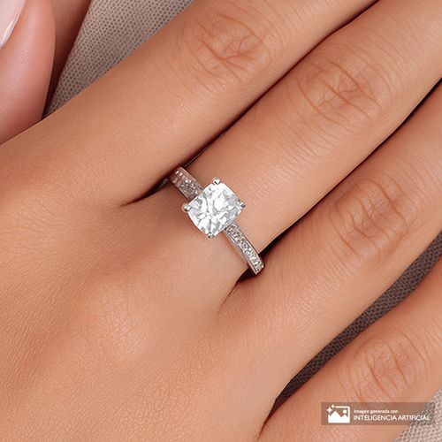 Anillo de compromiso con baño en oro de 18k para mujer