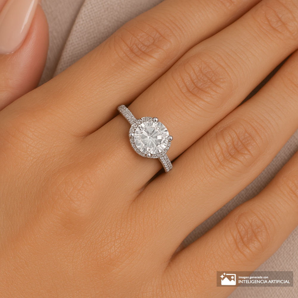 Anillo de compromiso con baño en oro blanco de 18k para mujer, image size:1000x1000