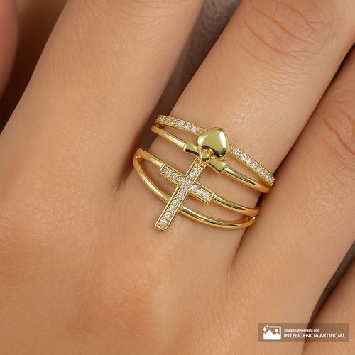 Anillo multiple con enchape de oro 18k para mujer