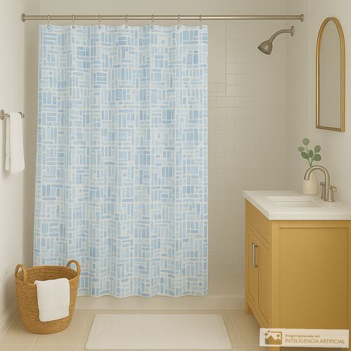Cortina de poliéster estampada para baño 183x183 cm