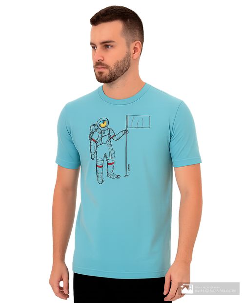 Camiseta Carven celeste con estampado de astronauta para hombre