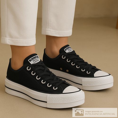 Zapato deportivo casual Converse color negro/blanco para mujer