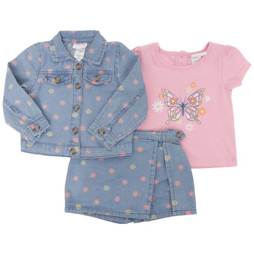 Conjunto de 3 piezas bicolor con estampado para niña