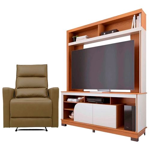 Combo Sillón individual reclinable Michael + Centro de entretenimiento para TV de 65" Belaya