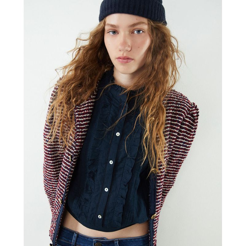 Chaqueta Punto Chaqueta Blanca Mujer Sfera Chaqueta Sfera Tweed - Main Image