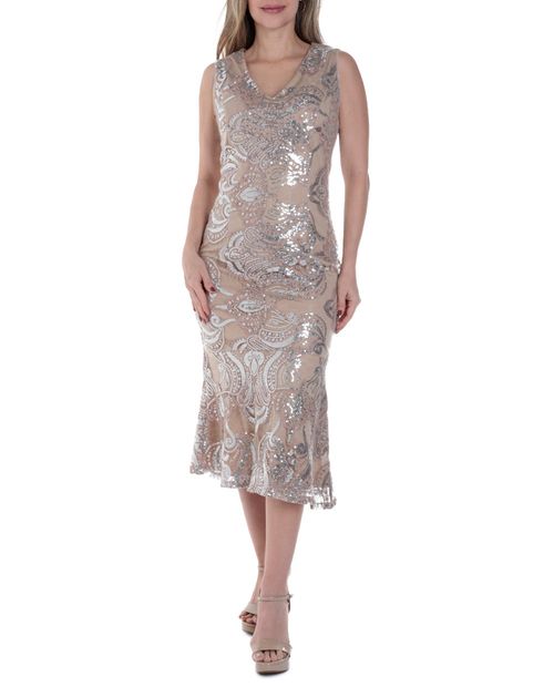 Vestido Marina midi lentejuelas sin mangas para mujer