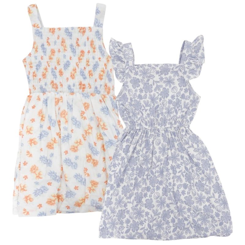 104820865-Set-de-2-vestidos-bicolor-con-estampado-floral-para-niña