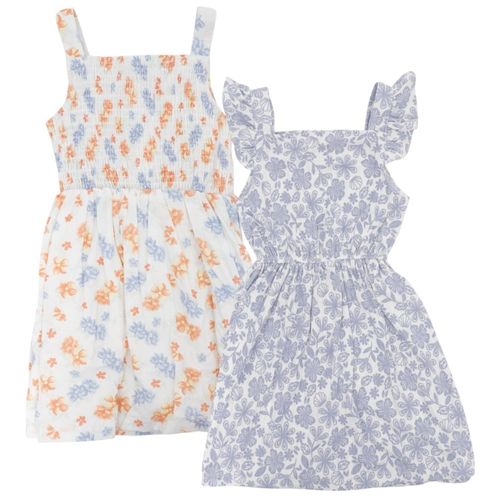 Set de 2 vestidos bicolor con estampado floral para bebé niña