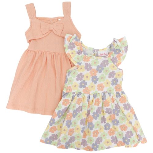 Set de 2 vestidos bicolor con estampado floral para bebé niña