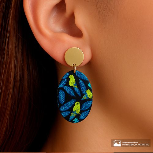Aretes largos estampados multicolor para mujer