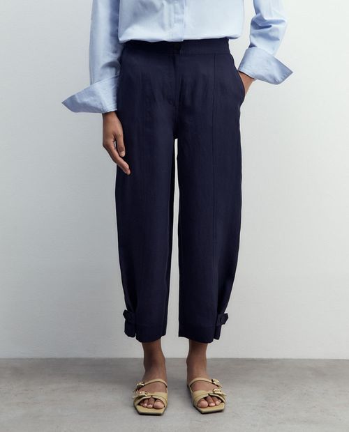 Pantalón Sfera capri azul de cintura alta para mujer
