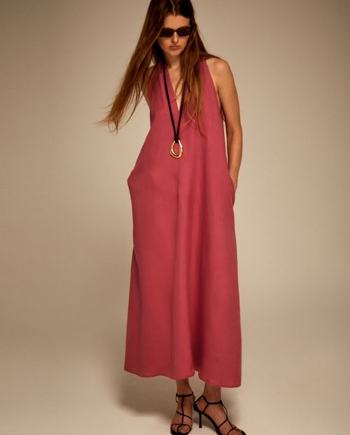 Vestido Sfera maxi rosado sin mangas para mujer