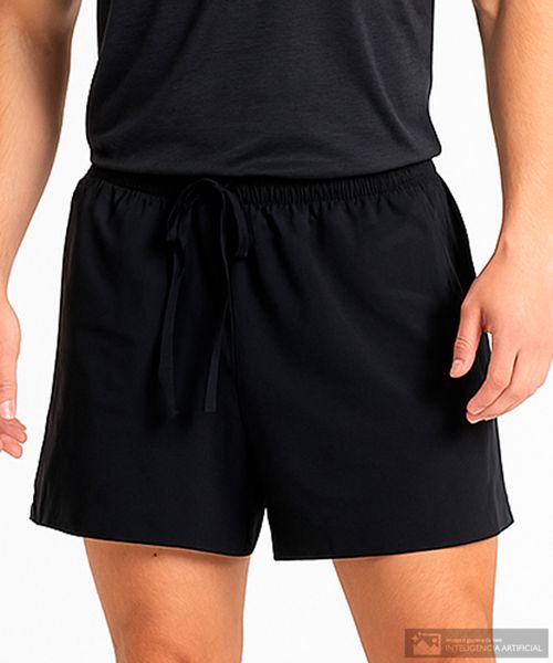 Short deportivo Teammate 2 en 1 negro sólido para hombre