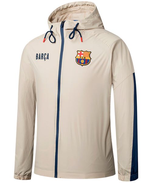 Chaqueta deportiva FC Barcelona beige color blocking para hombre