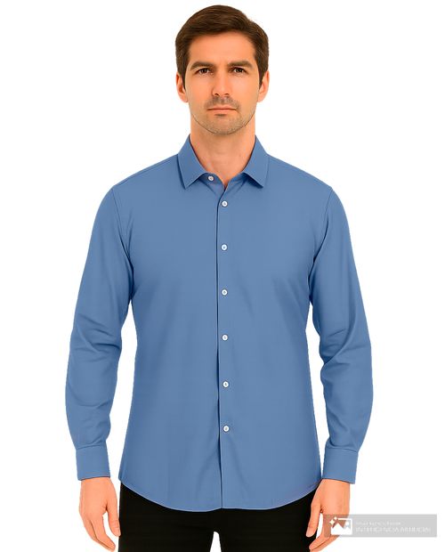 Camisa de vestir Unexpected azul sólida para hombre