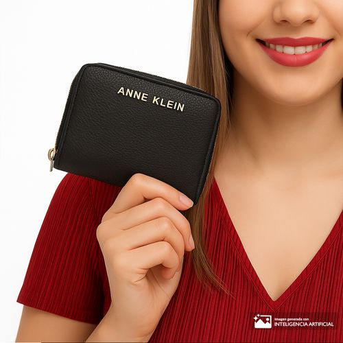 Billetera zip around Anne Klein color negro para mujer