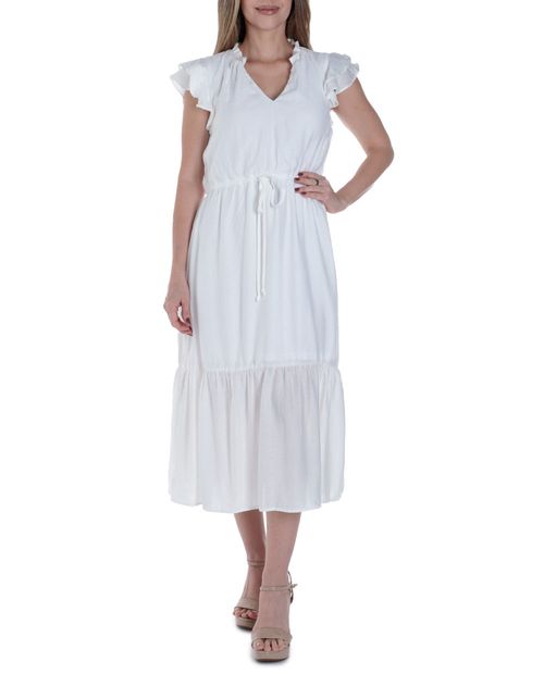 Vestido Julian And Jordan midi blanco manga corta para mujer