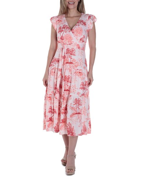 Vestido Maison Tara midi estampado manga corta para mujer