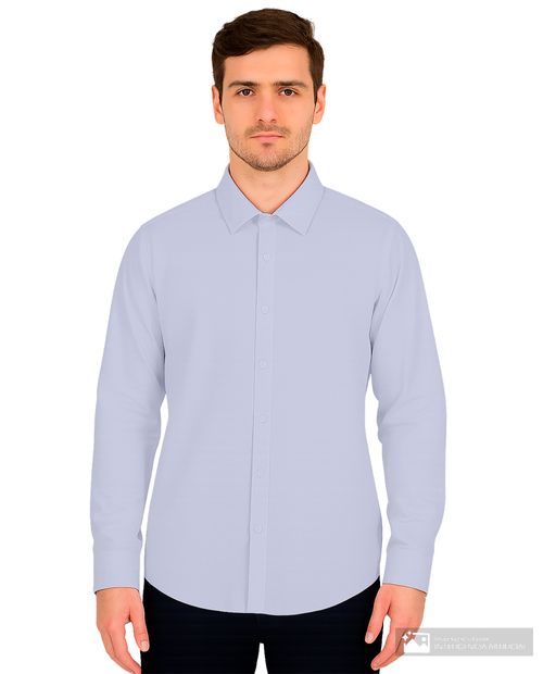 Camisa formal blanca texturizada de corte entallado inesperado para hombre