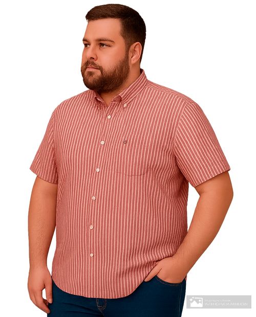 Camisa casual Oscar de la Renta classic fit anaranjada rayada para hombre