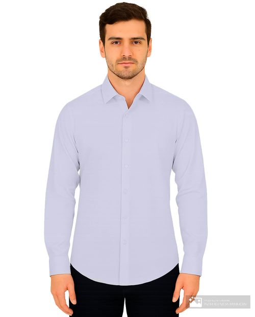 Camisa formal blanca texturizada de corte entallado inesperado para hombre