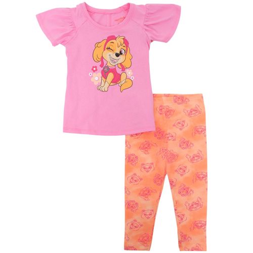 Conjunto de 2 piezas bicolor con estampado Paw Patrols para niña