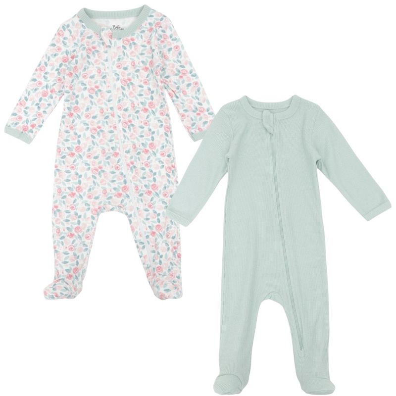 104955304-Set-de-2-pijamas-bicolor-con-estampado-floral-para-bebe--niña