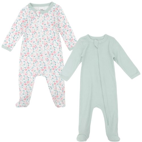 Set de 2 pijamas bicolor con estampado floral para bebé  niña