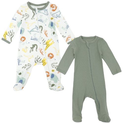 Set de 2 pijamas bicolor con estampado para bebé  niño