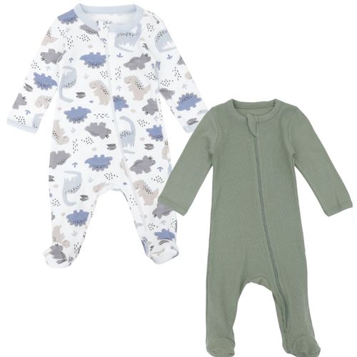 Set de 2 pijamas bicolor con estampado para bebé  niño