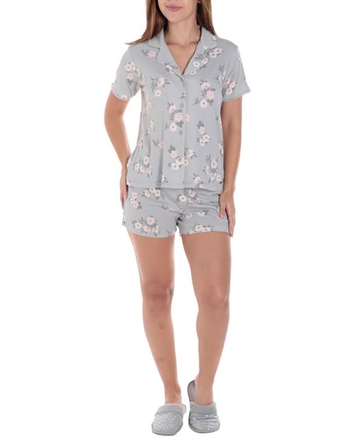 Pijama con short Tahari estampada para mujer