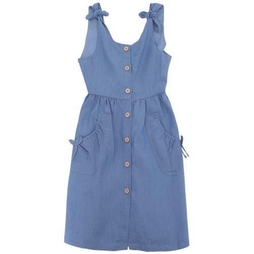 Vestido azul sólido para niña