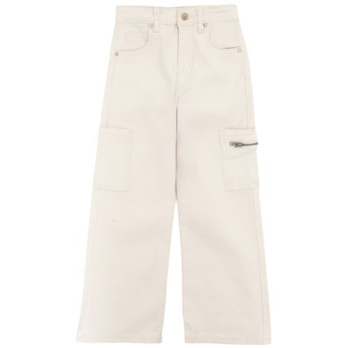 Jeans beige sólido para niña