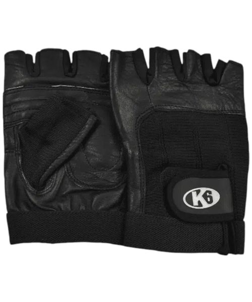 Guantes para pesas sin muñequeras K6 negros S