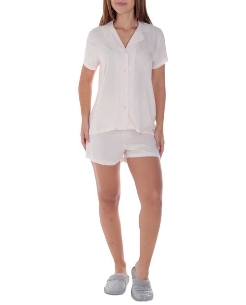 Pijama con short Tahari con puntos para mujer