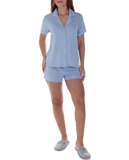 Pijama con short Tahari azul para mujer