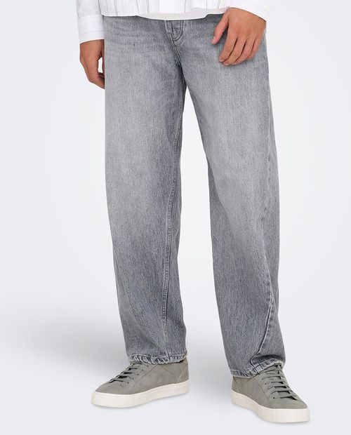 Jeans Only & Sons loose fit gris denim lavado para hombre