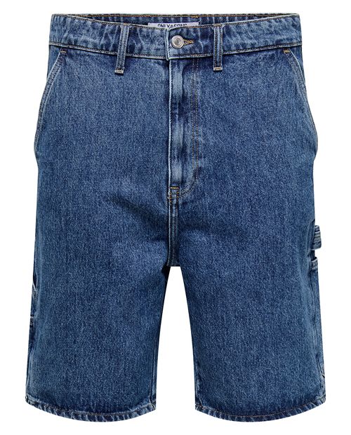 Pantalón corto carpintero Only & Sons corte recto azul denim heather para hombre