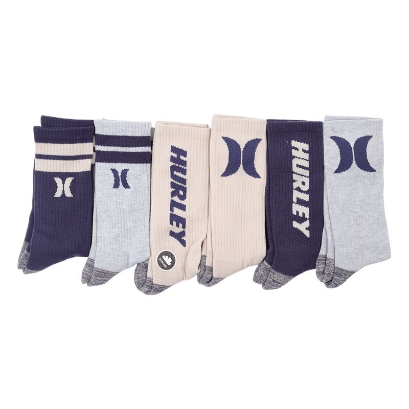 104843389-Pack-de-6-pares-de-calcetines-crew-Hurley-multicolores-para-hombre