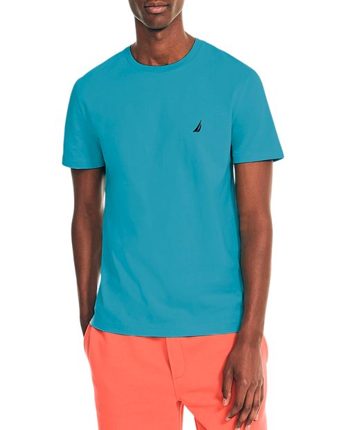 Camiseta Nautica clasicc fit celeste sólida para hombre