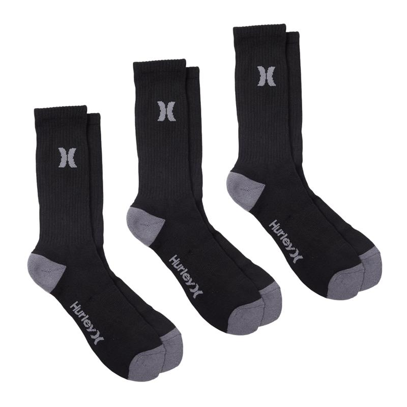 104843391-Pack-de-6-pares-de-calcetines-crew-Hurley-negros-para-hombre