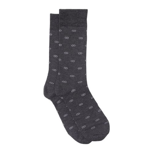 Par de calcetines crew Unexpected gris oscuro con mini print para hombre